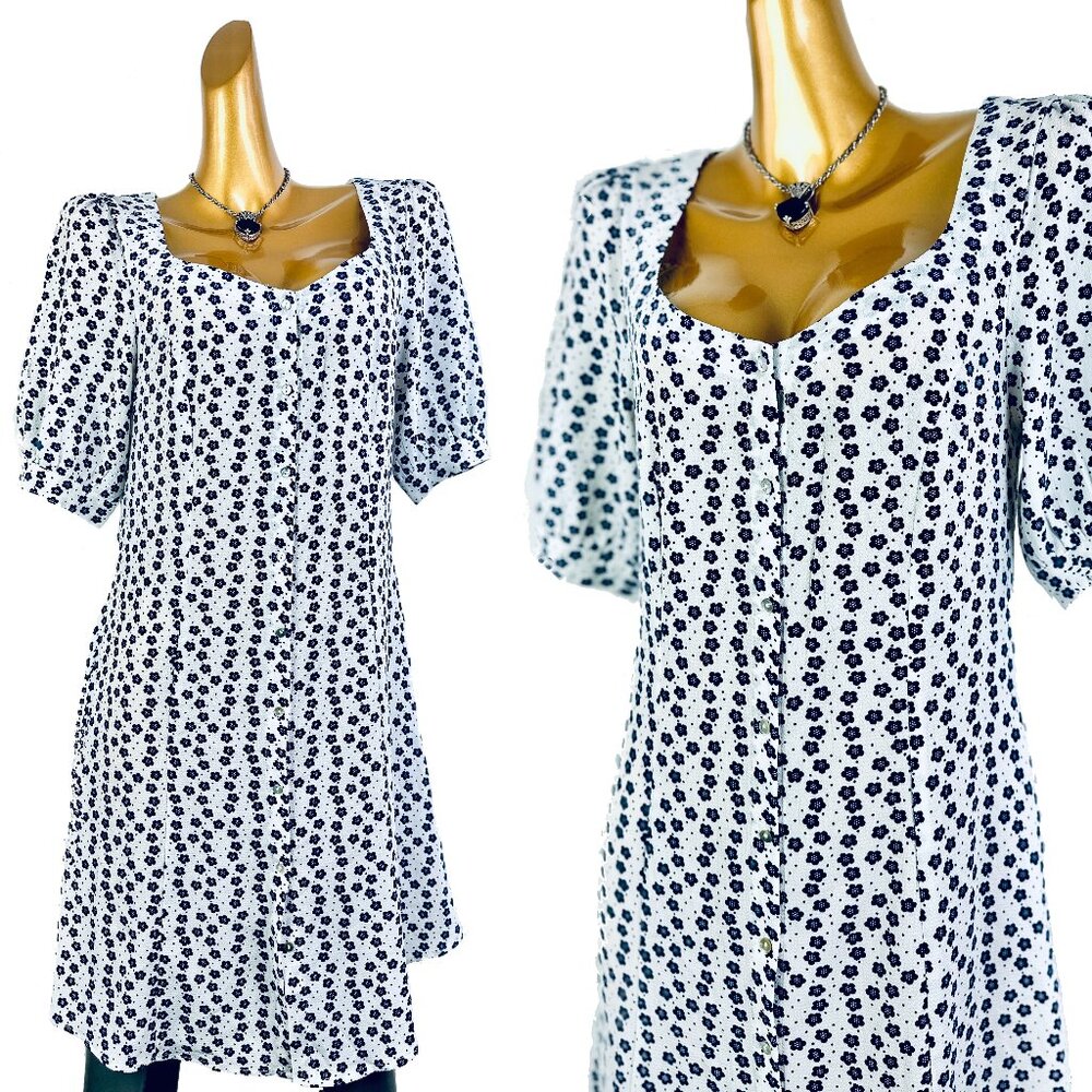 Vintage Black and White Floral Mini Dress